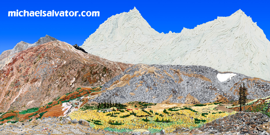 Painting: ONE, OVER TIME, Rocky Mountains, oil on paper