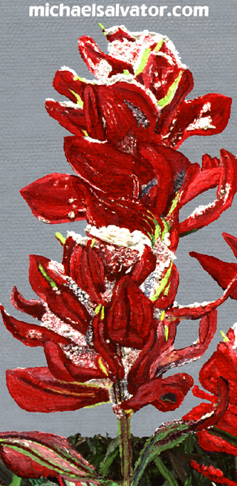 Painting Detail: SEASON WITHOUT TIME, Indian Paintbrush, Alpine Flowers