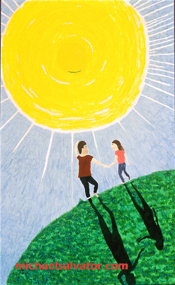 Painting: LOOKING FOR A WORLD, tempera on paper