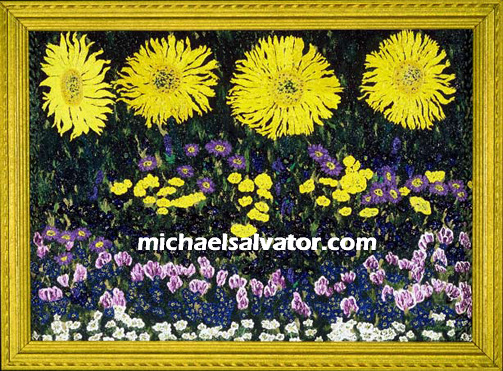 Painting: PERSEVERANCE, Alpine Sunflowers, Alpine Flowers, oil on canvas